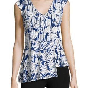 NWT Laundry Printed Asymmetric Peplum Top